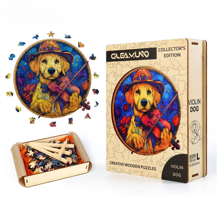 Violin Dog Wooden Jigsaw Puzzles