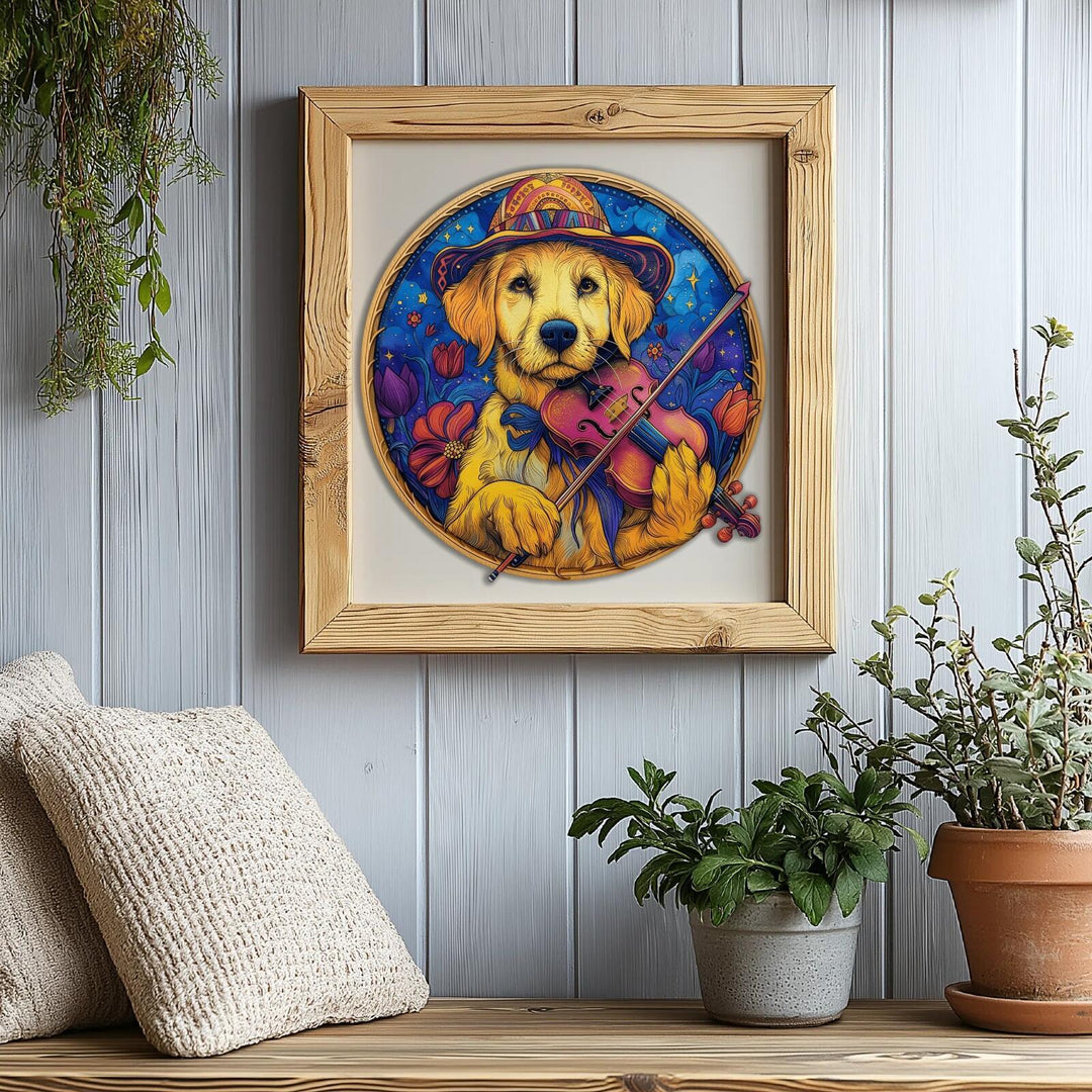 Violin Dog Wooden Jigsaw Puzzles