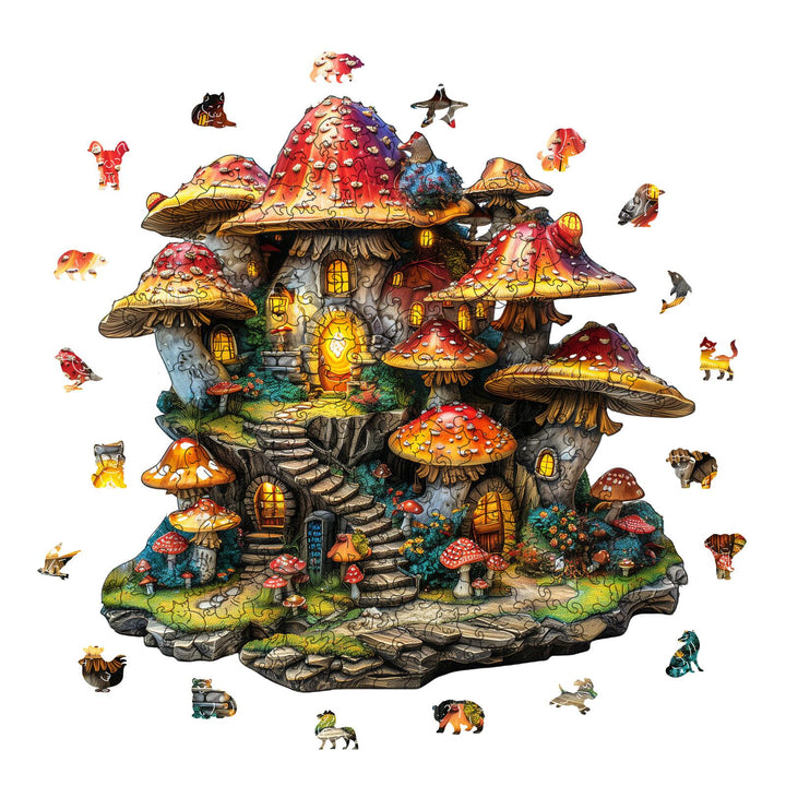 Mushroom Town Wooden Jigsaw Puzzles