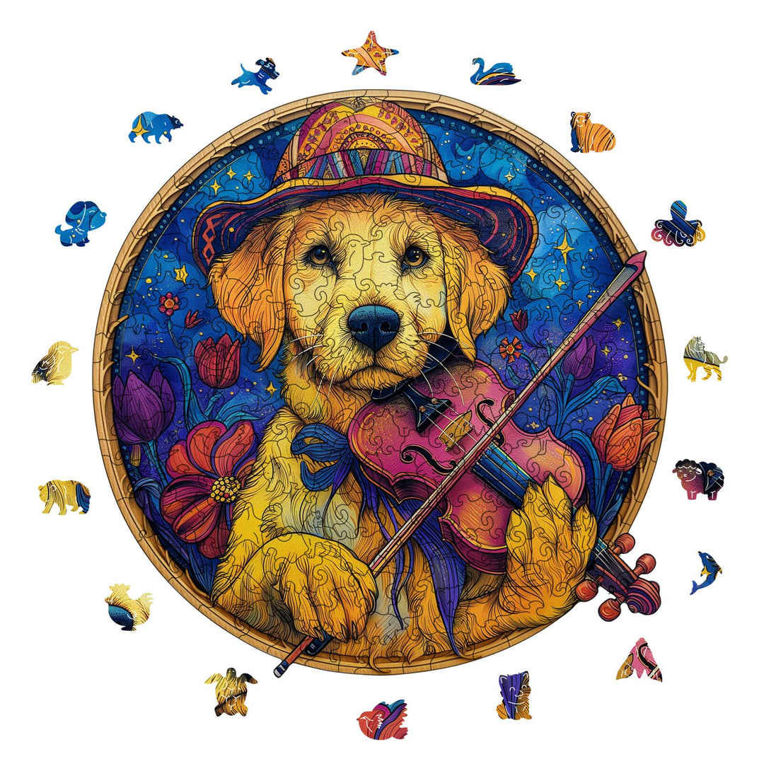 Violin Dog Wooden Jigsaw Puzzles