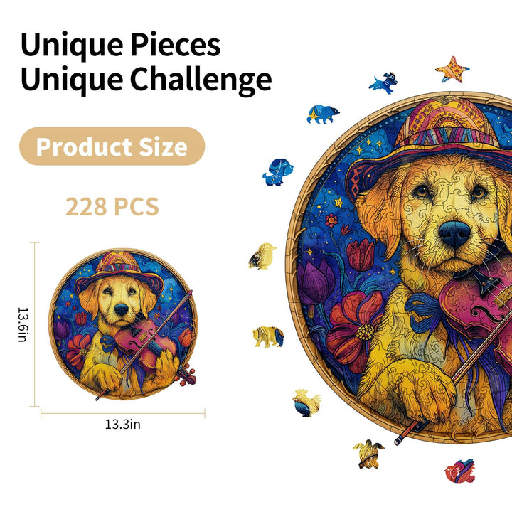 Violin Dog Wooden Jigsaw Puzzles