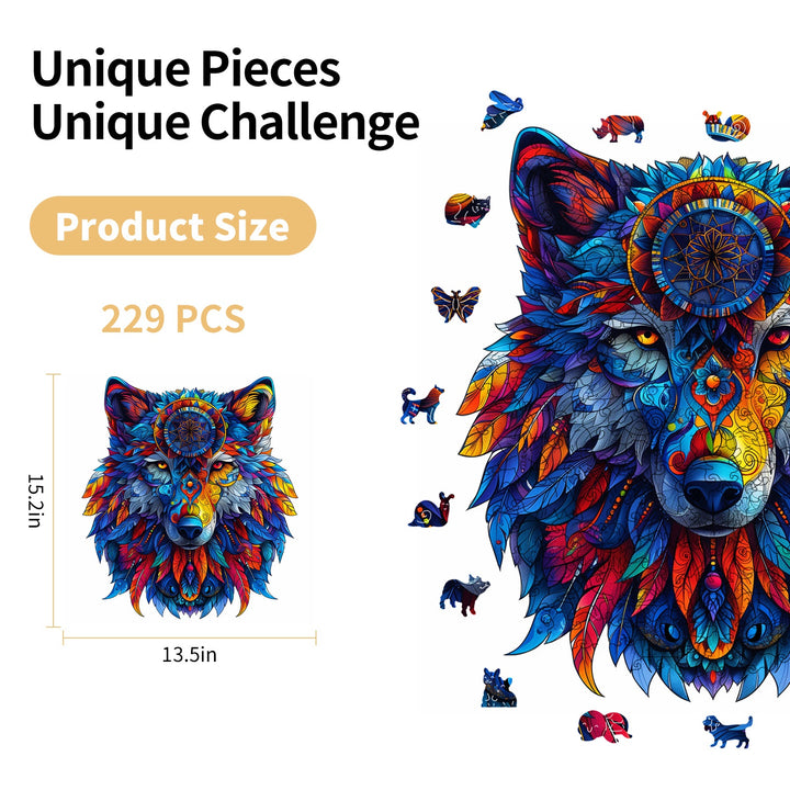 Totemic Wolf Wooden Jigsaw Puzzles