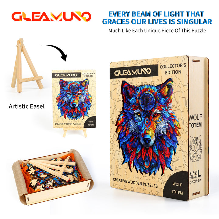 Totemic Wolf Wooden Jigsaw Puzzles