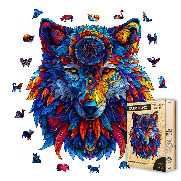 Totemic Wolf Wooden Jigsaw Puzzles