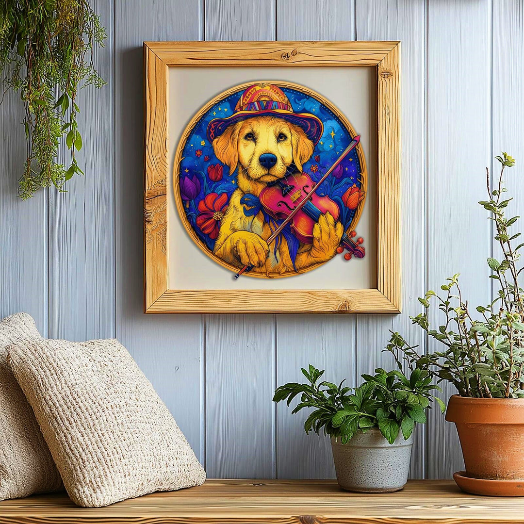 Violin Dog Wooden Jigsaw Puzzles