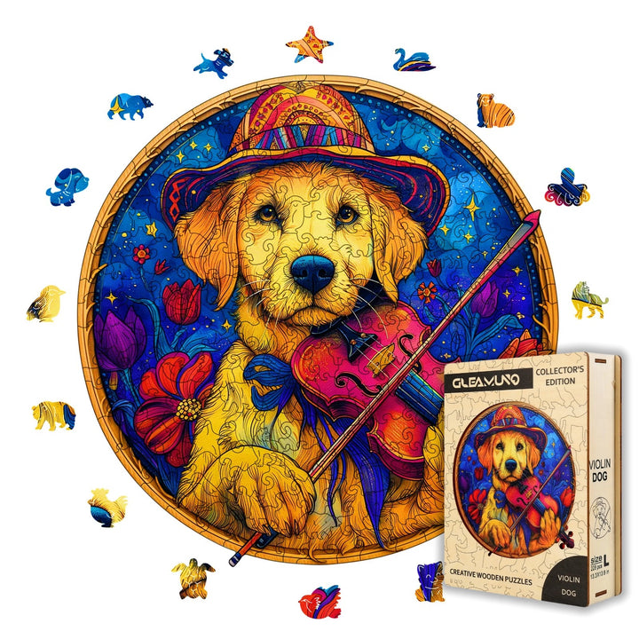 Violin Dog Wooden Jigsaw Puzzles